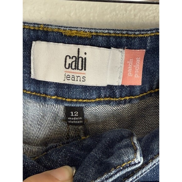 Cabi Patch Pocket Wide Leg Denim Jeans Womens Size 12 70's Retro #4151R Flare - Picture 9 of 14